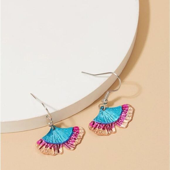 🌸Boho Ginkgo Leaf colorful Drop Earrings🌸 - Picture 8 of 13